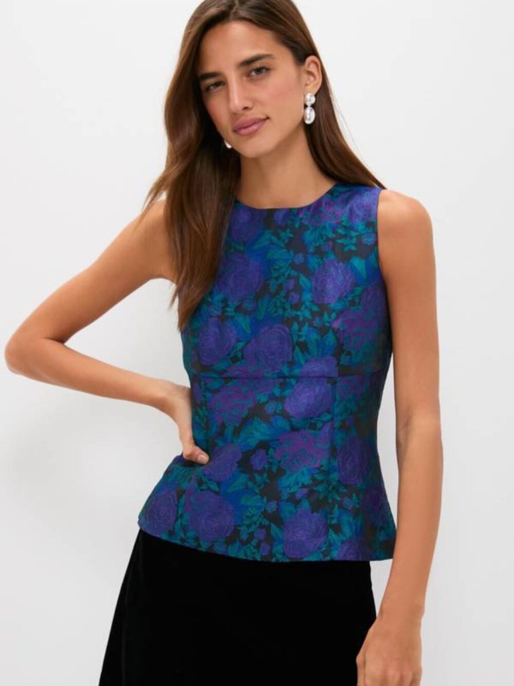 NEW HYACINTH HOUSE Women’s Jacquard Floral Sleeveless Blouse